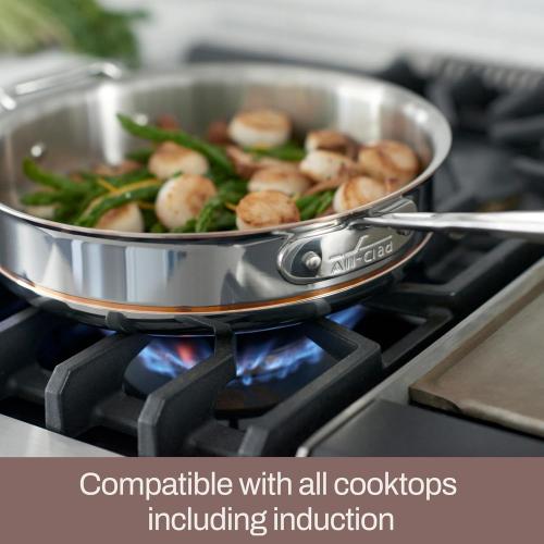 All-Clad Copper Core 5-Ply Stainless Steel Fry Pan 8 Inch Induction Oven Broiler Safe 600F Pots and Pans, Cookware Silver