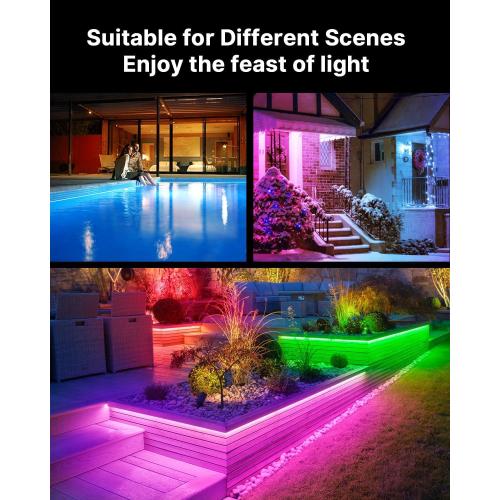 100FT Outdoor LED Strip Lights Waterproof (2 Rolls of 50ft) IP65 Led Strip Lights with Remote, RGB Color Changing Christmas Rope Lights for Outside