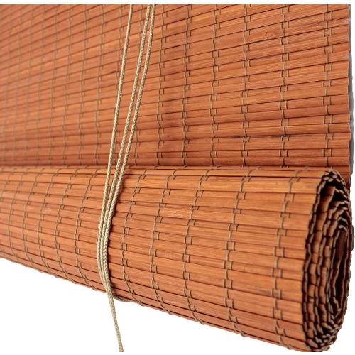 Seta Direct, Bamboo Flat-Weave Sun-Filtering Roll Up Blind - 60-Inch Wide by 66-Inch Long (Amber Honey)