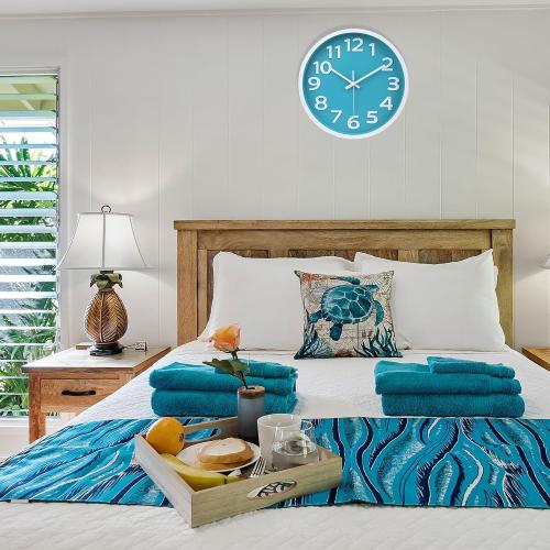 Crosstime Wall Clock Silent Non Ticking Indoor Outdoor Clock Battery Operated Easy to Read Analog Decorative Clocks for Bedroom Office Home Patio Pool Porch Decor,12 Inch Aqua