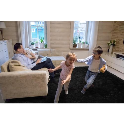 LOCHAS Ultra Soft Indoor Modern Area Rugs Fluffy Living Room Carpets for Children Bedroom Home Decor Nursery Rug 5x8 Feet, Black