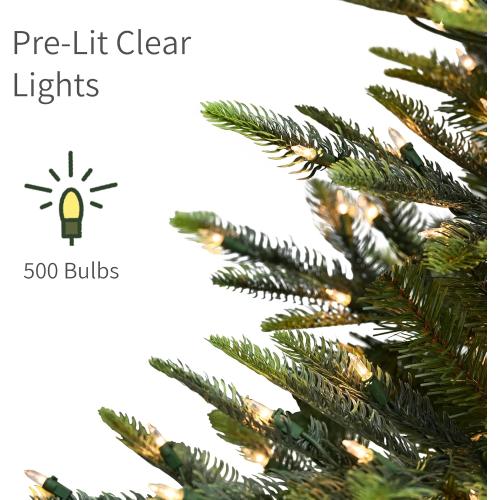 Puleo International 6.5 Foot Pre-Lit Aspen Fir Artificial Christmas Tree with 500 UL Listed Clear Lights, Green
