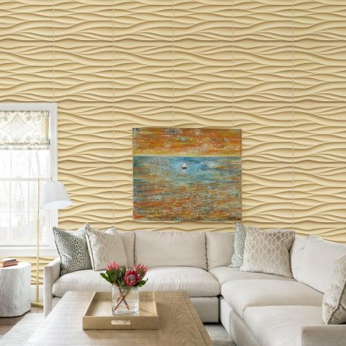 STICKGOO Wave Wall Panels for Interior Wall Decor, Light Oak 3D Wall Panels Accent Wall, Paintable 3D Wall Decor Covering Panels for Living Room Bedroom, Pack of 12 Tiles