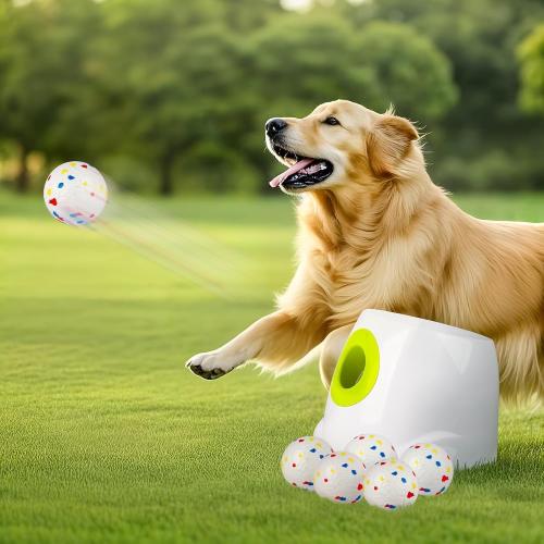ALL FOR PAWS Automatic Ball Launcher for Dogs, Interactive Puppy Pet Balls Outdoor Thrower for Medium to Large Dogs, Ball Throwing Machine for Dogs, 6 ETPU Balls Included(2.5), Rechargeable Battery
