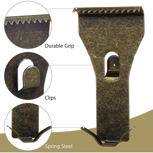 Ripeng 16 Pieces Brick Wall Clips and Hooks for Hanging Outdoors No Drill, Brick Hangers Fit 2-1/4 to 2-3/8 Inch Hooks to Hang Wall Decor, Pictures, Christmas Decorations Hangers (Bronze)