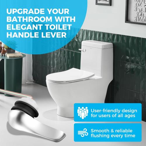 2 Pack Toilet Handle Replacement Kit, Front Mount Toilet Flush Lever Replacement with Anti-Rust Metal Rod/Stainless Steel Flapper Chain, Tank Bowl Handle Trip Levers