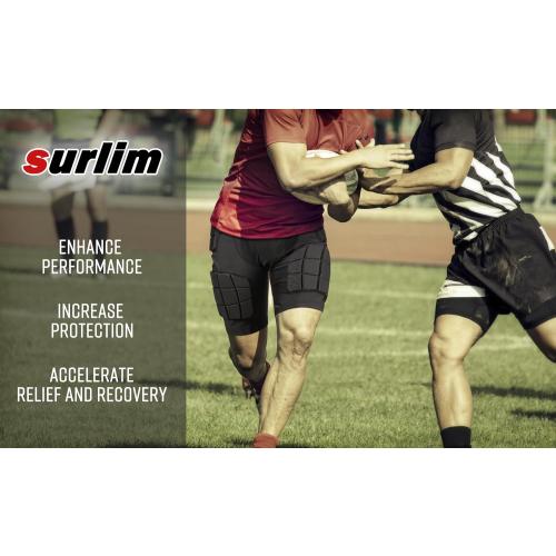 Surlim Football Girdle for Men, 5-Pad Compression Shorts with 12mm Padding | 12mm Sewn-In Pads, Stay-in-Place Fit, Breathable Compression Shorts for Football Practice & Game, Built-in Cup Pocket