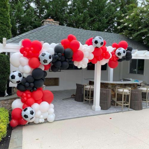 6 Pack 22 Inch Pink Soccer Balloons Giant 4D Mylar Football Balloons Helium Foil Blue Soccer Balloons for Birthday Party Sports Themed World Cup Party Decorations