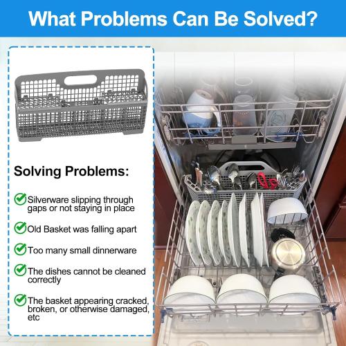 UPGRADED 8531233 WP8562043 Dishwasher Silverware Basket Replacement,Fits For Kitchenaid Kenmore Whirlpool Dishwasher Utensil Basket Parts KDFE104HPS0 KDTE334GPS0 Universal Dishwasher Cutlery Basket