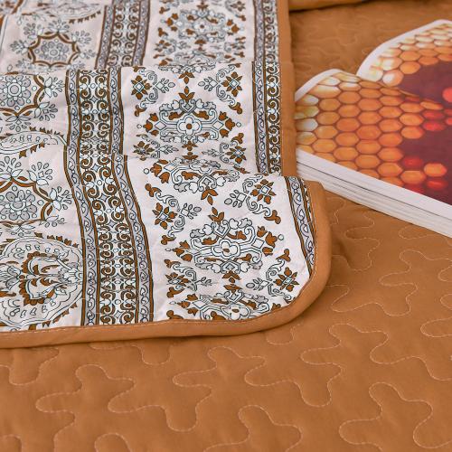 WONGS BEDDING Boho Queen Quilt Set, Brown and Grey Bohemian Quilt Bedding Set, Fall Lightweight Bed Decor Bedspread for All Season Reversible Microfiber Coverlet Bedding Set 96x90(3 Pieces)