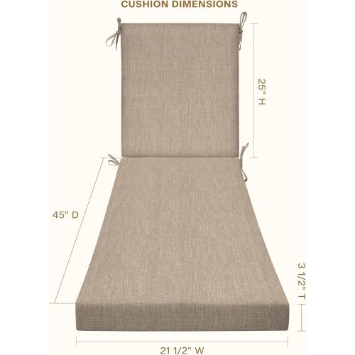Honeycomb Outdoor Chaise Lounge Cushion for Patio Furniture, Water & Fade Resistant, Removable Cover, 21.5 x 70, Heritage Textured Solid Birch Tan