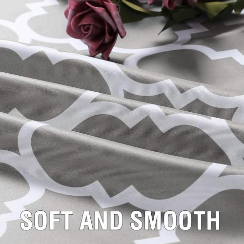 H.VERSAILTEX Blackout Curtains for Living Room/Bedroom Thermal Insulated Energy Saving Grommet Window Curtain Drapes (2 Panels) Geometric Moroccan Printed Draperies, Dove and White, 52 by 84 Inch