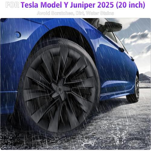 20 Inches Wheel Covers for 2025 2026 Tesla Model Y Juniper, Hub Protection Accessory, Replacement for Tesla Model Y 2025 Rim Protector, ABS Hubcaps 4-Piece