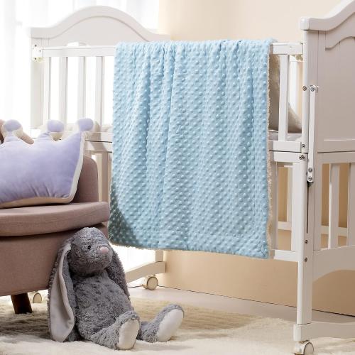 CREVENT Cozy Soft Warm Sherpa Baby Blanket for Infant Toddler's Crib Cot Stroller Gifts for Baby Boys All Season Use (30X40 Blue dot)