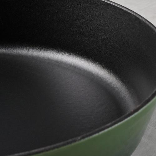 (White) Tramontina Bestow Enameled Cast Iron Skillet with Lid, 12-inch Frying Pan, Cactus with Gold Knob