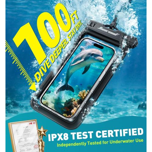 Hiearcool Waterproof Phone Pouch, IPX8 Waterproof Phone Case for iPhone 17/16/15/14 Pro Max, Cell Phone Dry Bag for Beach & Cruise Essentials, Touch Screen, Lanyard Included, 2 Pack (Fits Up to 8.9”)