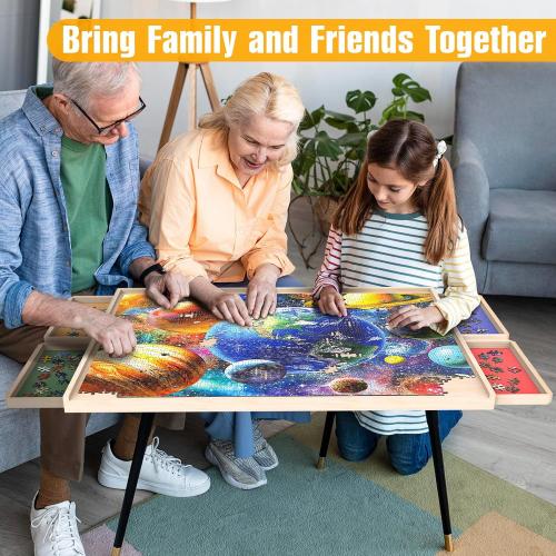 Puzzle Board with Drawers Rotatable 360