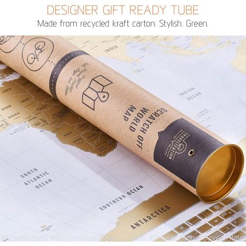 XL Scratch Off World Map with 196 Country Flags 36 x 24 Frameable Travel Map with Vibrant Colors and Premium Gold Coating, Beautiful Visited Places Tracker for Travelers, White