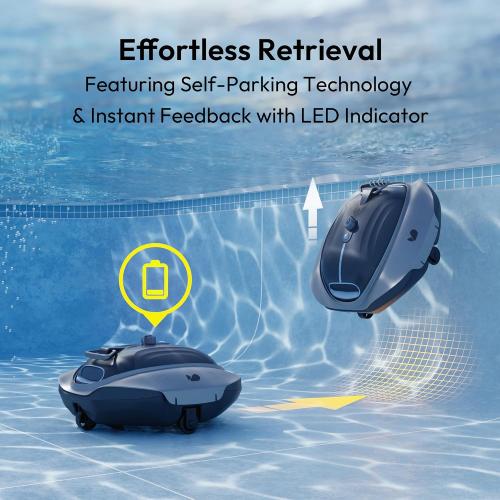 (2026 New) Bubot 300P Cordless Pool Vacuum for Above Ground Pool, Robotic Pool Cleaner with Bluehole Suction, DirtLock 2.0, Dual Filters for Above-Ground Flat Pools up to 850 Sq.Ft. Obsidian