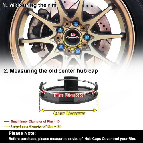 X AUTOHAUX 4 Pcs Universal 65mm OD 63mm ID 4 Clips Wheel Tyre Center Hub Caps Cover Black for Auto Vehicle