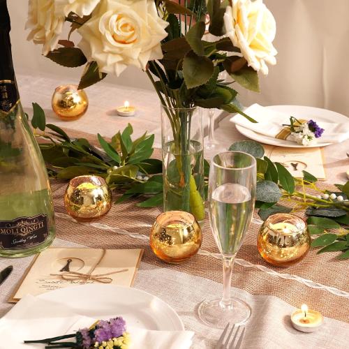 Homemory 24 Pcs Gold Votive Candle Holders, Round Mercury Glass Candle Holder, Tealight Candle Holders for Table Centerpieces, Baby Shower,Anniversary, Wedding, Home Decor, Halloween, Christmas