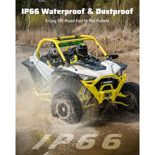 Ehaho Rumble-X Series UTV Sound Bar, 8-Speaker Metal ATV Soundbar BT w/Broadcast Party Mode & Music Sync Multicolor, 29 Golf Cart Sound Bar Compatible with Polaris RZR Can-Am, for 1- 2 Roll Cage