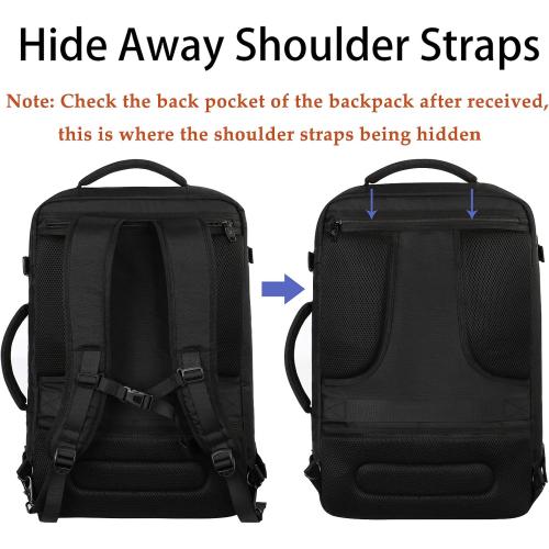 MATEIN Carry on Backpack, Extra Large Travel Backpack Expandable Airplane Approved Weekender Bag for Men and Women, Water Resistant Lightweight Daypack for Flight 40L, Black