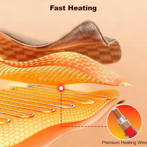 Split Electric Foot Warmer, Quick Heating Pad for Feet, 6-Level Heated Slippers for Men Women, Soft Heated Boots, Feet Warmer with Detachable Washable Liner for Home