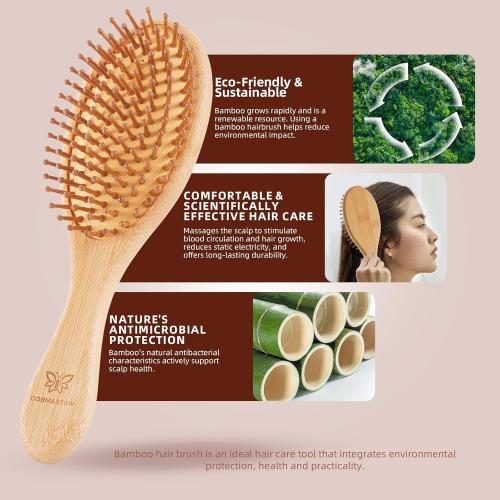Bamboo Hair Brush-Detangling, Scalp Massage for Hair Growth, Wet/Dry Brush for Men, Women, Kids & Pets - for All Hair Types, Paddle Wooden Hairbrush Perfect for Home, Travel & Salon Use