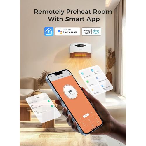 GiveBest Electric Wall Heater with WiFi and Remote Control, Floor or Wall Mounted Heater, Large Room Coverage, 3 Heating Modes, 1500W Fast Heating Space with Thermostat for Indoor Room Use, White