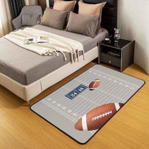 Football Area Rug 3x5 Kids Rugby Decorative Carpet for Boys Girls Teens Football Rugs for Living Room Bedroom Non-Slip Sports Theme Indoor Floor Mat Room Decor Accent Rug