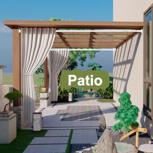White Shower Curtain Rod 51-86 Inch, Adjustable Tension Rod No Drilling for Window or Bathroom Closet, Outdoor Curtain Rod for Patio, Easy to Install, Never Rust, Rod Diameter 1.26 Inches-White