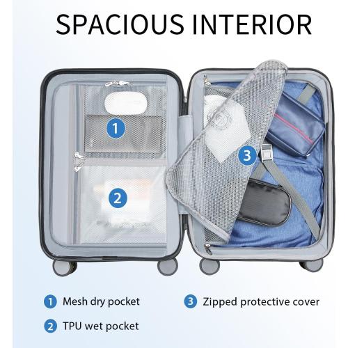 KROSER Hardside Expandable Carry On Luggage with Spinner Wheels & Built-in TSA Lock, Durable Suitcase Rolling Luggage with USB Port, Carry-On 20-Inch, Burgundy