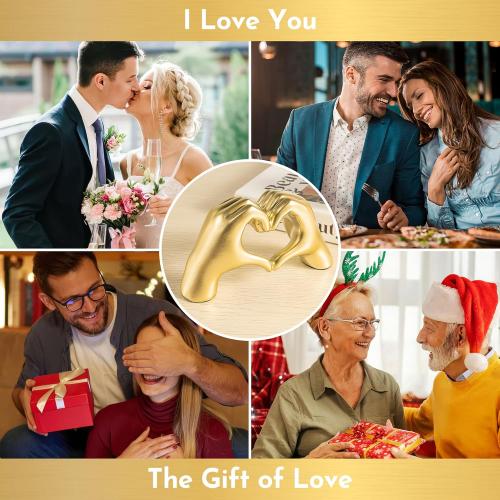 Gold Decor Living Room - Small Shelf Decor Aesthetic - Heart Hands Sculpture - Teen Girls Bedroom Knick Knacks - Cute Home Shelves Accent - Table Statue Love Decorations Gifts (Gold)