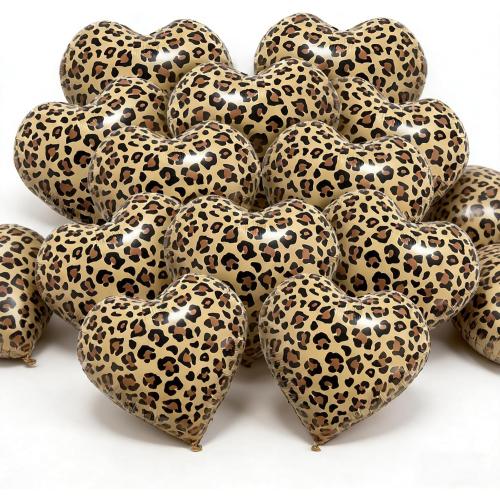 12 Pcs Leopard Print Heart Balloons 18 Inch cheetah Heart Shaped Foil Balloons for Valentine's Day Wedding Bridal Shower Engagement Birthday Party Camo Animal Jungle Party Supplies