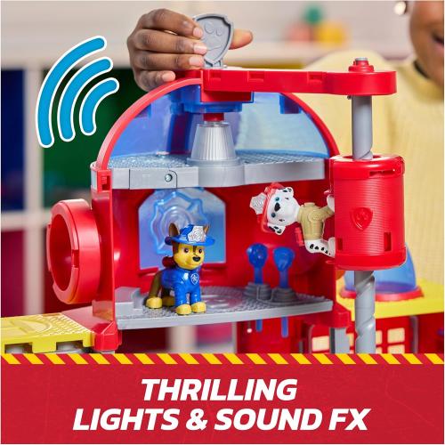 Paw Patrol Fire Rescue Command Center with Marshall Figure, Rescue Fire Truck, Lights, Launcher & Sound Fx, Kids Toys for Boys & Girls Ages 3 and Up