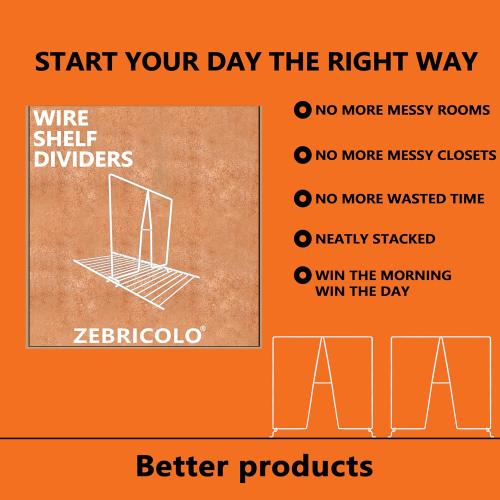 shelf dividers, create 40% more closet space, Set of 8, 12 inch wire shelf dividers, closet organizers and storage,supremely sturdy,closet shelf organizer,Will not break,closet dividers,No Tool,White