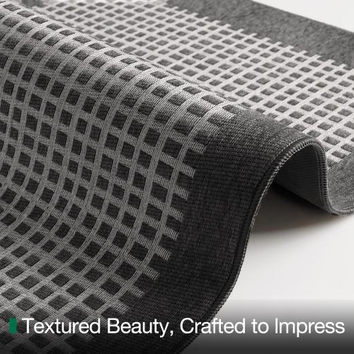 LUMI Inside Door Mat for Entry 17''x30'', Absorbent, Dirt Trapper, Low Profile Thin, Non Slip Mats with Rubber Backing, Ideal for Indoor, High Traffic, Garage, Entrance, Checkered Black