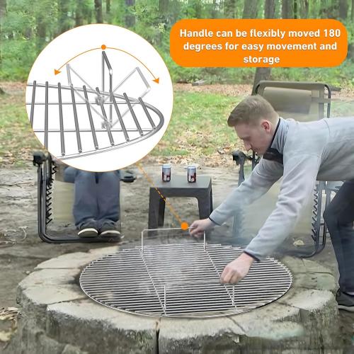 only fire Stainless Steel Cooking Grate BBQ Cladding Rod Cooking Grate for Grill, Fire Pit,