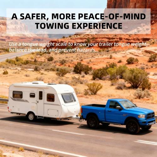 Trailer Tongue Weight Scale 2000 lbs Capacity – RV Hitch Load Gauge with Waterproof Storage Case – Portable Towing Safety Tool Accessories Kit for Trucks, Travel Trailers, Campers, Cargo & Boat