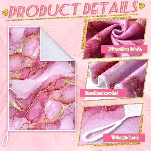 Geyoga 4 Pcs Marble Kitchen Dish Towels Pink and Gold Bathroom Hand Towels Absorbent Marble Tea Washcloths for Winter Spring Bathroom Decor Kitchen Accessories Gifts