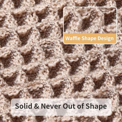 Hughapy Waffle Bath Mats, Boho Bathroom Rugs, Upgraded Waffle Design Super Absorbent, with Fringe and Back Rubber Non-Slip Carpet, Ultra Soft Machine-Washable Bathroom Mat (Brown, 18 x 30)