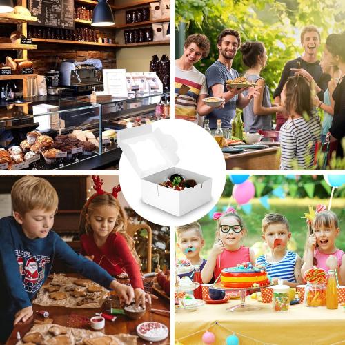 100pcs 5x5x2.5 Inch Cookie Boxes with window Bakery Boxes Dessert Treat Box Chocolate Covered Strawberries Box for Wedding Party Birthday