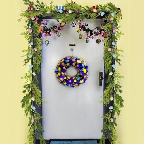 DR.DUDU 6 FT Lighted Easter Garland, Easter Decorations for Home, Egg Garland Spring Fireplace Mantel Decor, Indoor & Outdoor Holiday Parties Display