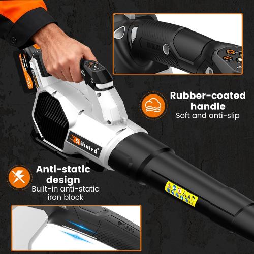 Sihuird Leaf Blower Cordless, 765CFM Electric Leaf Blowers with 2 x 7.8Ah Batteries and Charger, 3- Speed & Turbo Mode, Equipped with LED Lighting, 1 x Shoulder Strap, Blowers for Lawn Care - SL9501