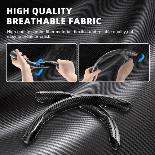 Amiss 3pcs Carbon Fiber Anti-Skid Steering Wheel Cover, Waterproof Design, Universal Fit for 14-16 Inch Car Wheel Cover, Interior Car Accessories for Jeeps, SUVs, Trucks (Glossy Black)