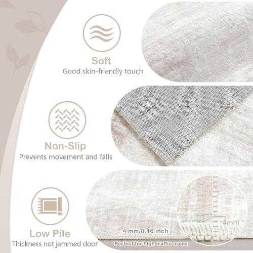 Area Rugs 6x9 Living Room: Washable Rug Modern Abstract Large Rug Soft Non Slip Neutral Rugs Stain Resistant Indoor Carpet for Bedroom Kitchen Dining Room Table Nursery Home Office Rugs(Beige,6'x9')