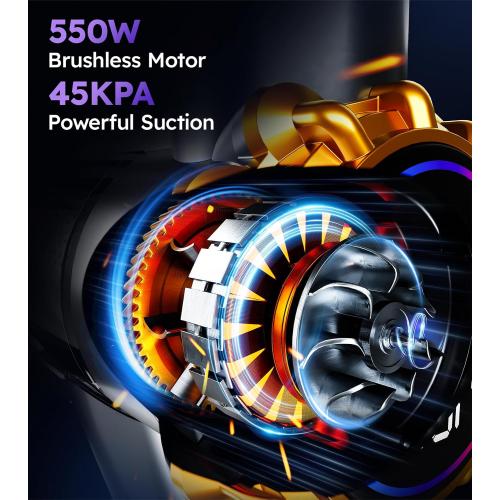 Cordless Vacuum Cleaner,Upgraded 550W 45KPA 60Mins Vacuum Cleaners for Home,Self-Standing Stick Vacuum with LED Display,8 in 1 Lightweight Anti-tangle Wireless Vacuum for Pet Hair Carpet Hard Floors