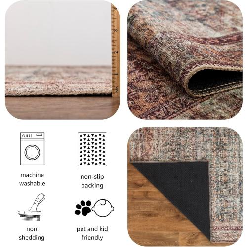 Keen Home Design 2x10 Rug - Machine Washable Runner Rug with Non-Slip Backing, Ideal for Hallway, Entryway, Kitchen, Laundry Room - Vintage, Easy Clean, Durable, Low Pile - (2'6 x 10')