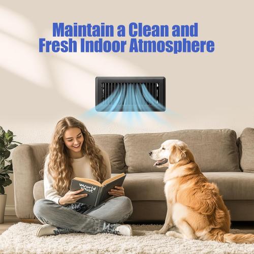 Floor Vent Covers, 4x10 Floor Register Heavy Duty Steel Vent Covers for Home Floor and Sidewall, Heat Air Vent Covers with Easy Adjust Air Supply Lever, Rust Proof Finish Air Registers Black, 10 Pack